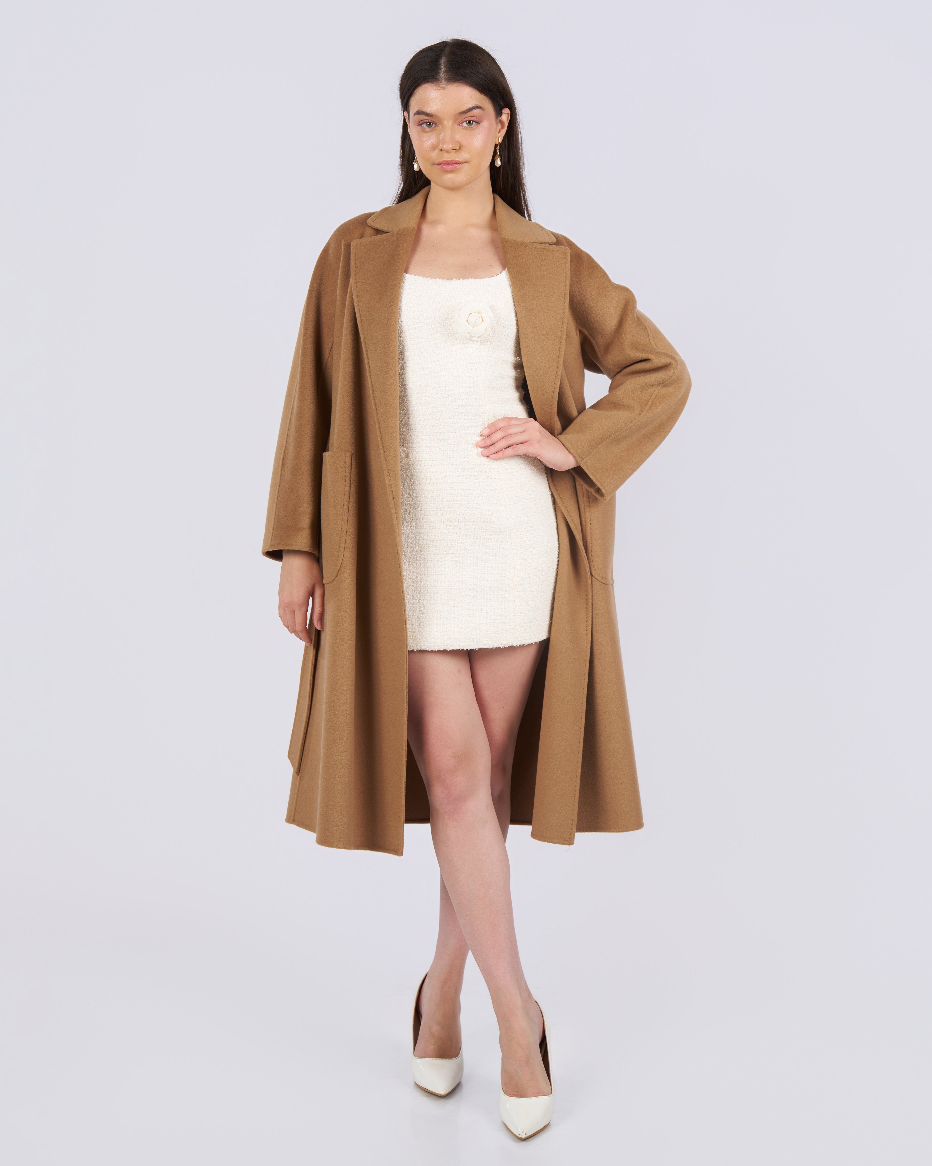 美品 allegri Linea platinum アンゴラ ロングコート 46 The Cashmere Alpina Overcoat